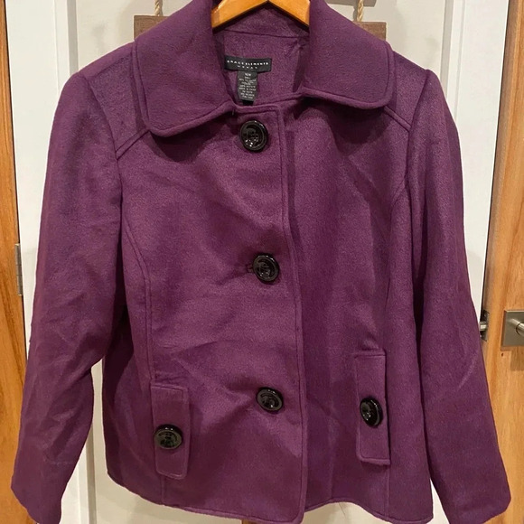 Vintage Grace Elements Women’s Purple Soft Warm Wool Coat Crop Large (16w) EUC - Picture 1 of 9